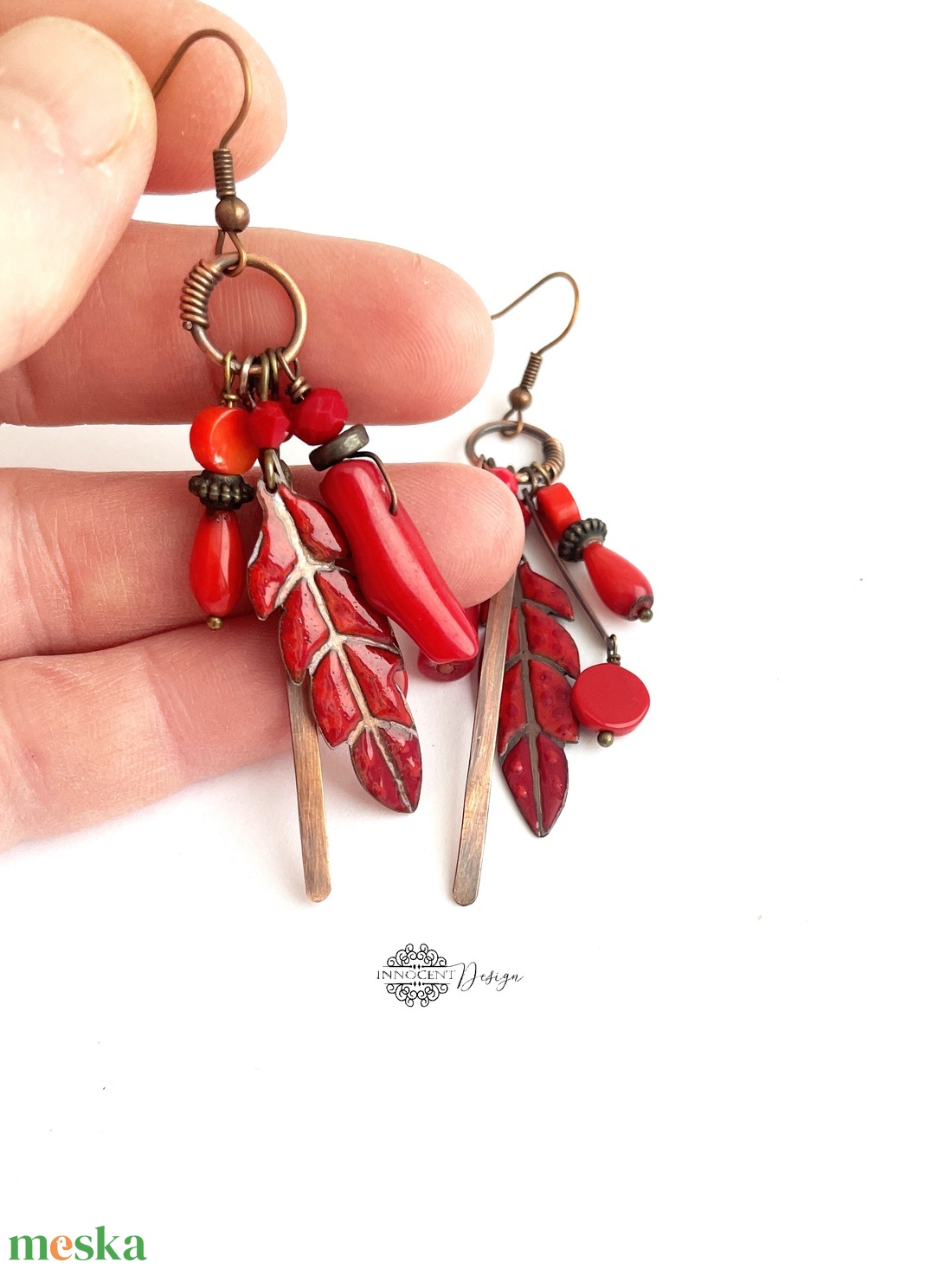 Tribal - Tollas tűzzománc fülbevaló - ékszer - fülbevaló - csillár fülbevaló - Meska.hu