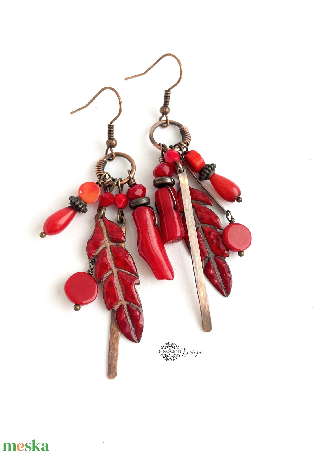 Tribal - Tollas tűzzománc fülbevaló - ékszer - fülbevaló - csillár fülbevaló - Meska.hu