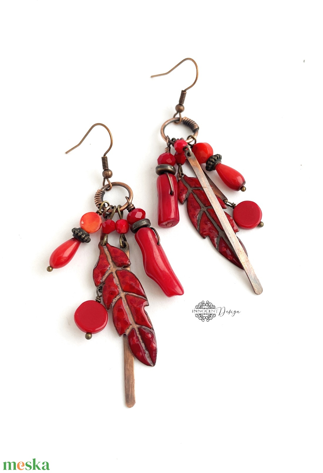 Tribal - Tollas tűzzománc fülbevaló - ékszer - fülbevaló - csillár fülbevaló - Meska.hu