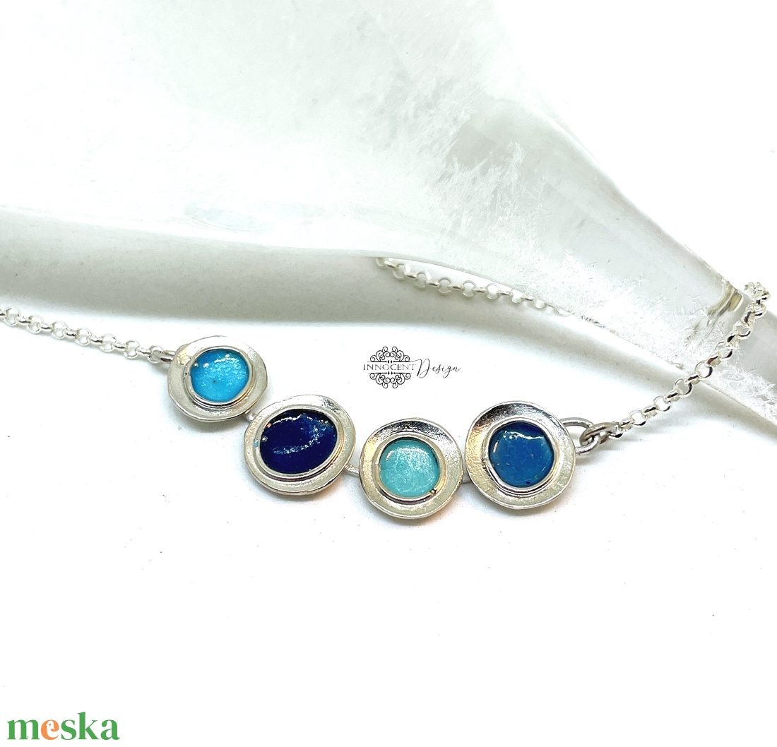 Gaudi - ezüst nyaklánc tűzzománccal - türkizkék  - ékszer - nyaklánc - medálos nyaklánc - Meska.hu
