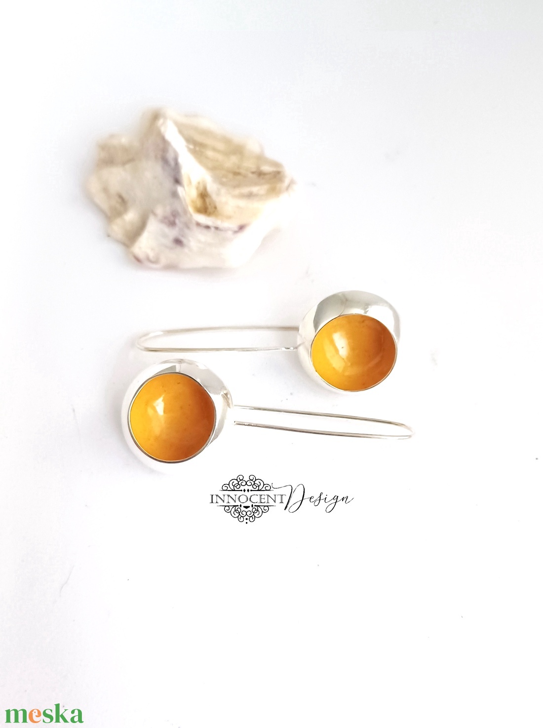 Csészegomba fülbevaló - napsárga - ezüstözött rézékszer - ékszer - fülbevaló - lógó fülbevaló - Meska.hu