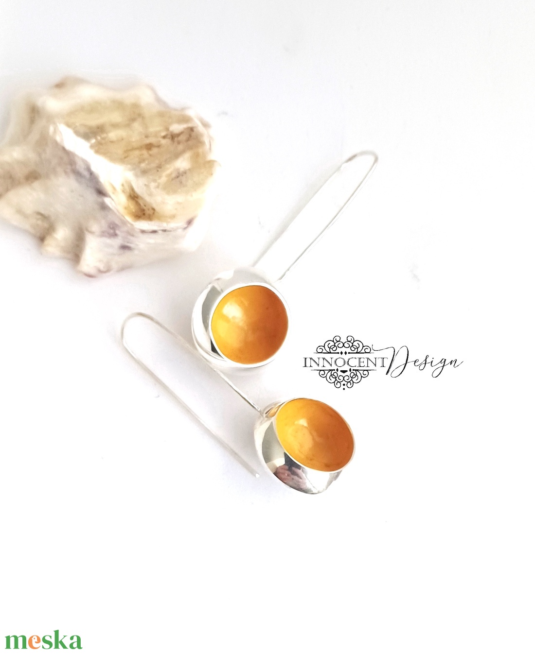 Csészegomba fülbevaló - napsárga - ezüstözött rézékszer - ékszer - fülbevaló - lógó fülbevaló - Meska.hu