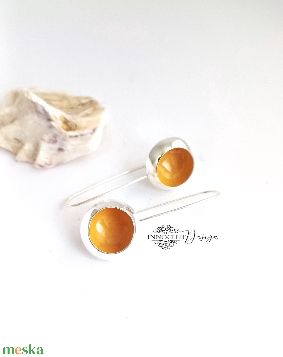 Csészegomba fülbevaló - napsárga - ezüstözött rézékszer - ékszer - fülbevaló - lógó fülbevaló - Meska.hu