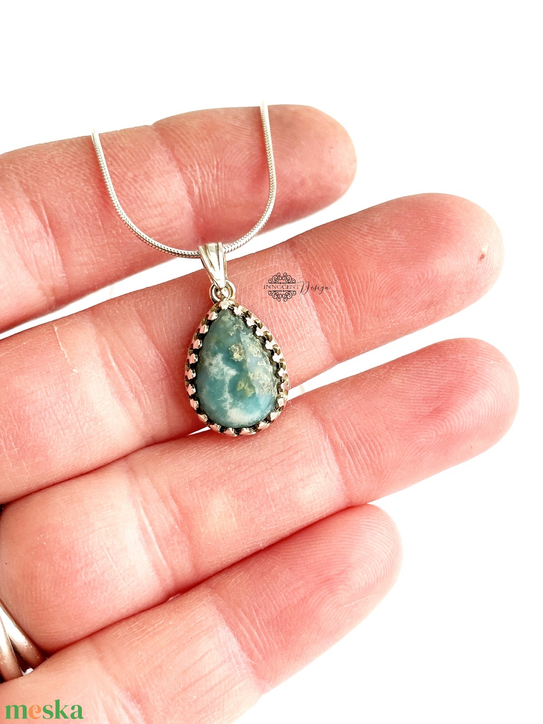 Ezüst medál larimárral  - ékszer - nyaklánc - medál - Meska.hu