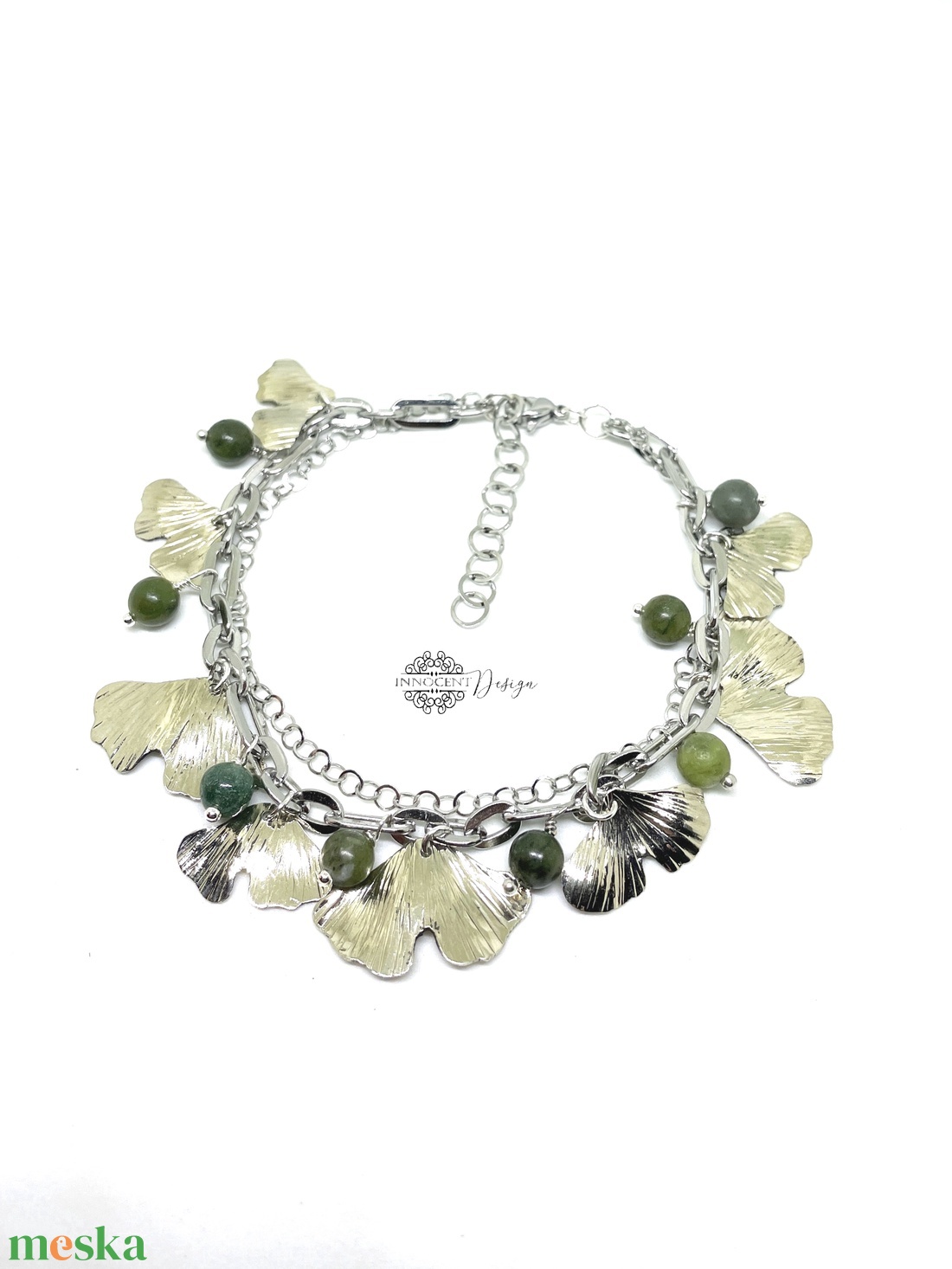 Botanika  - Gingko biloba - alpakka karkötő - ékszer - karkötő - charm karkötő - Meska.hu