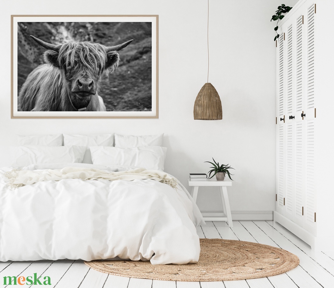 Bika fénykép, Természet kép, Otthoni dekoráció, Falikép, DIGITÁLIS VÁLTOZAT, Highland Cow Print - művészet - fotográfia - természetfotó - Meska.hu