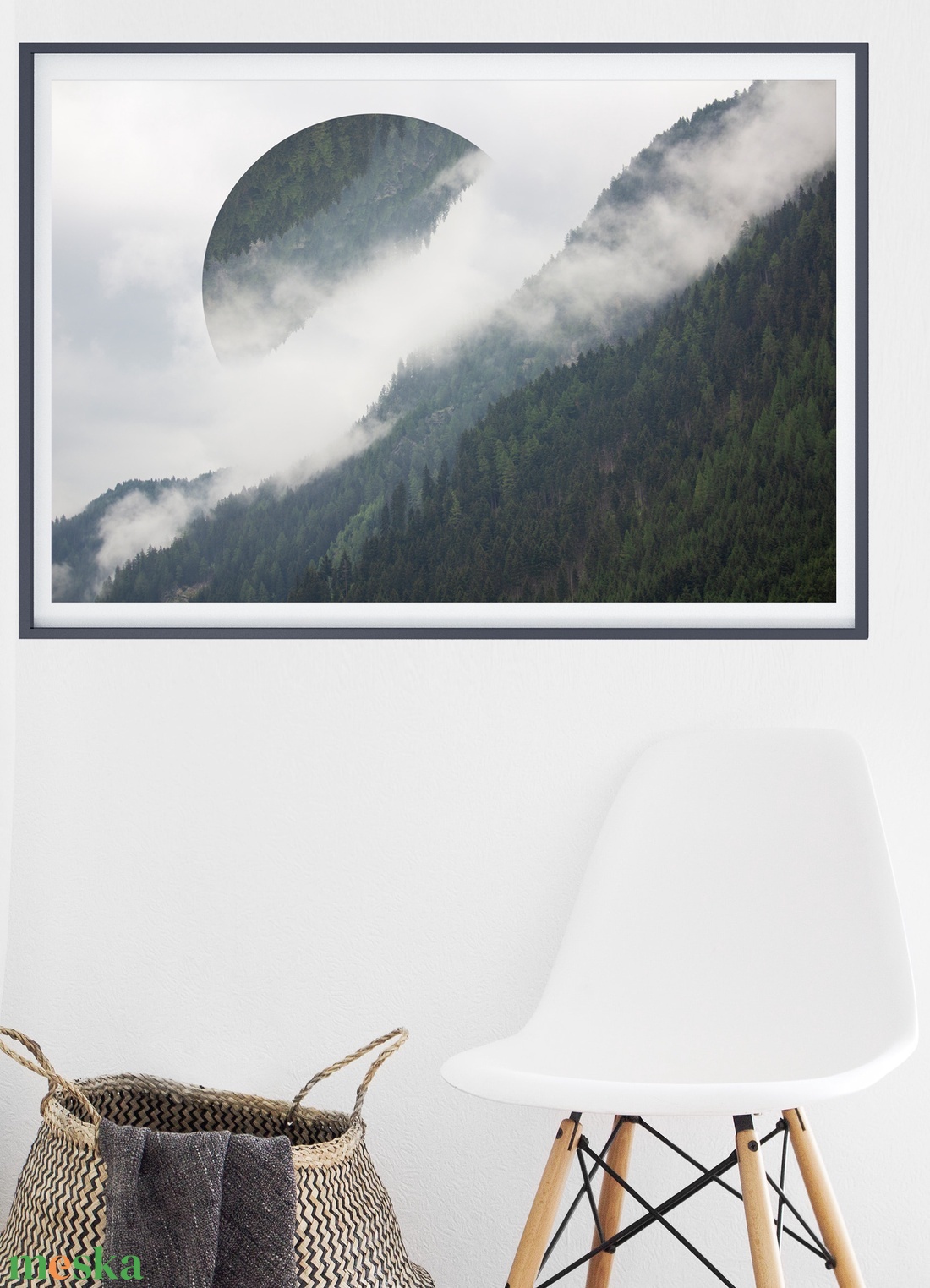 Minimalista Fenyőerdő Tájkép, Ködös Fenyőerdő Fénykép, Nyomtatható Skandináv Természetkép, Falikép, DIGITÁLIS VÁLTOZAT - művészet - fotográfia - természetfotó - Meska.hu