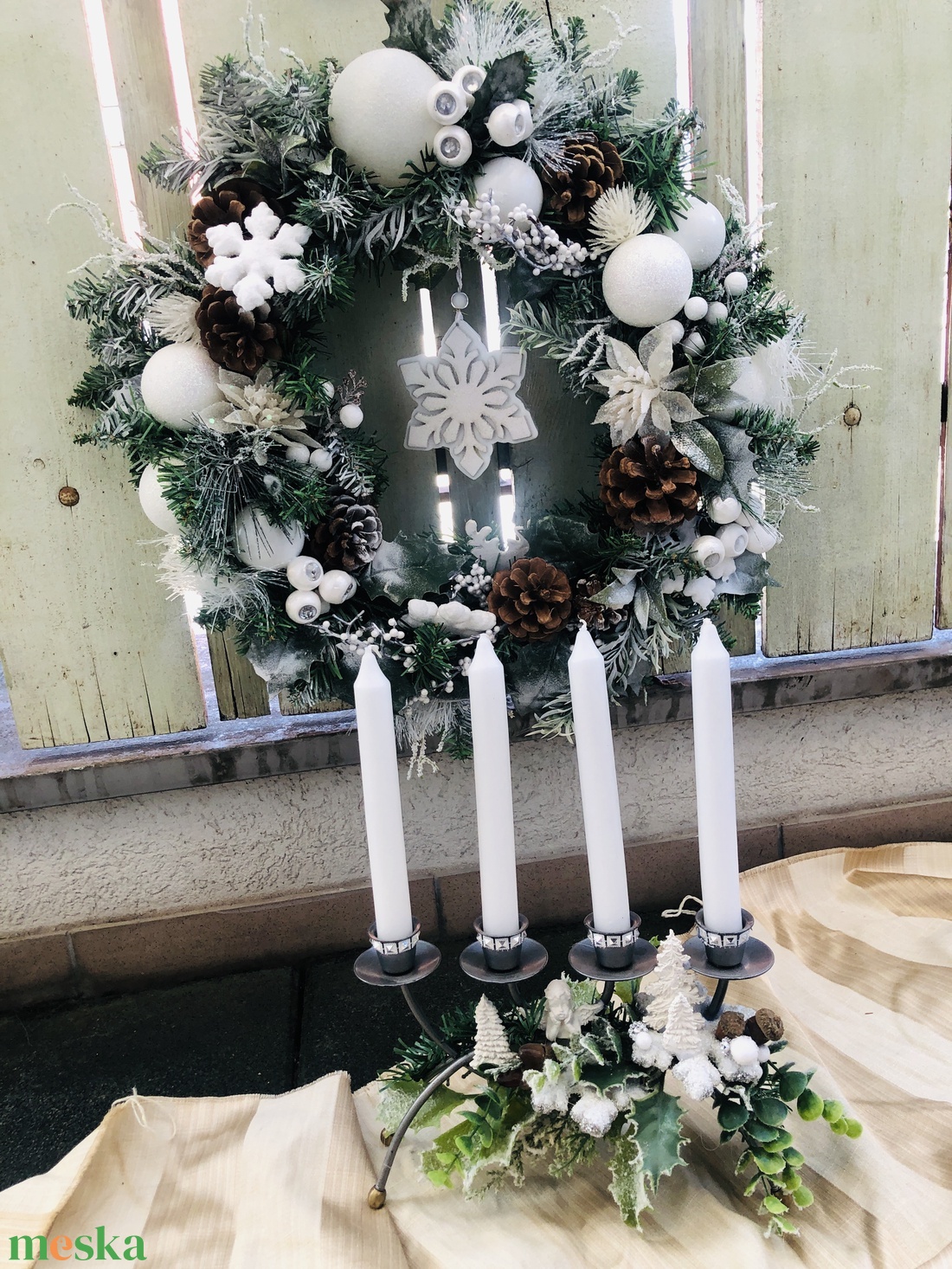 adventi asztaldísz gyertyákkal és koszorú ajtódísz - karácsony - karácsonyi lakásdekoráció - ünnepi asztaldekoráció - Meska.hu adventi asztaldísz gyertyákkal és koszorú ajtódísz - karácsony - karácsonyi lakásdekoráció - ünnepi asztaldekoráció - Meska.hu