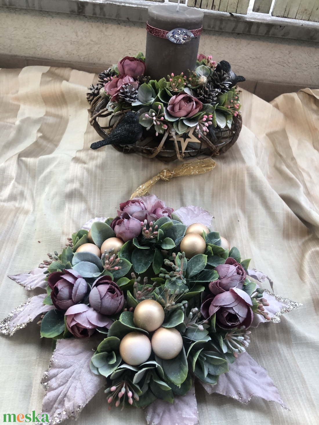 gyönyörű karácsonyi asztaldísz gyertyával - karácsony - karácsonyi lakásdekoráció - ünnepi asztaldekoráció - Meska.hu