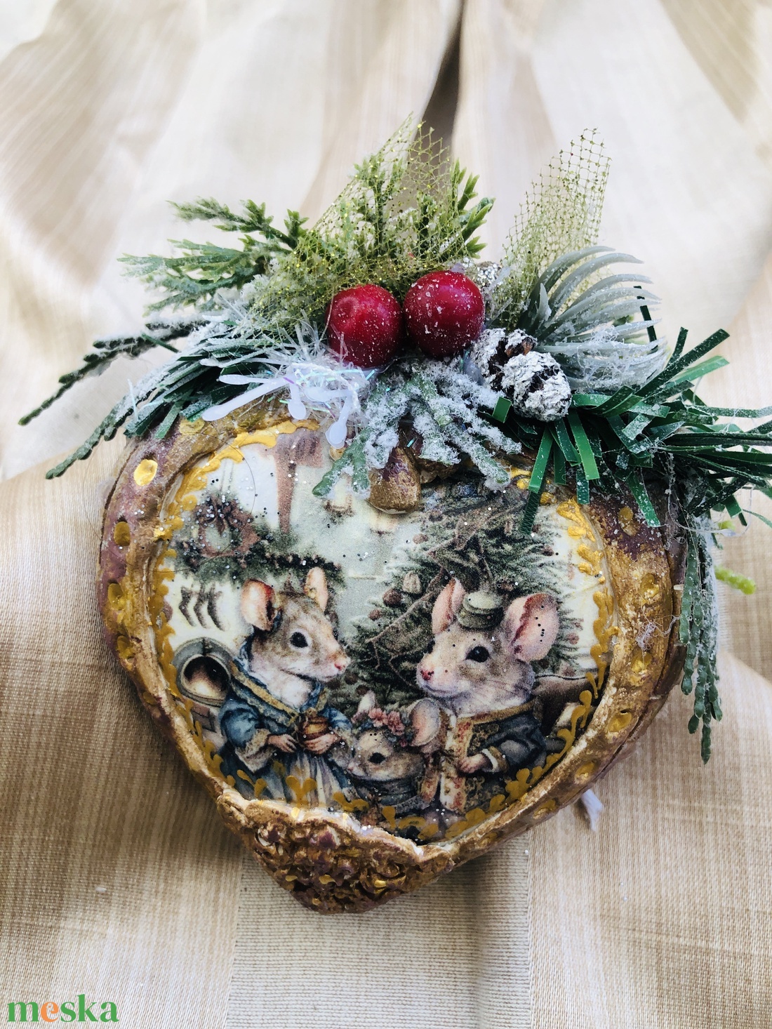 egérkés karácsonyfadísz - karácsony - karácsonyi lakásdekoráció - karácsonyfadíszek - Meska.hu