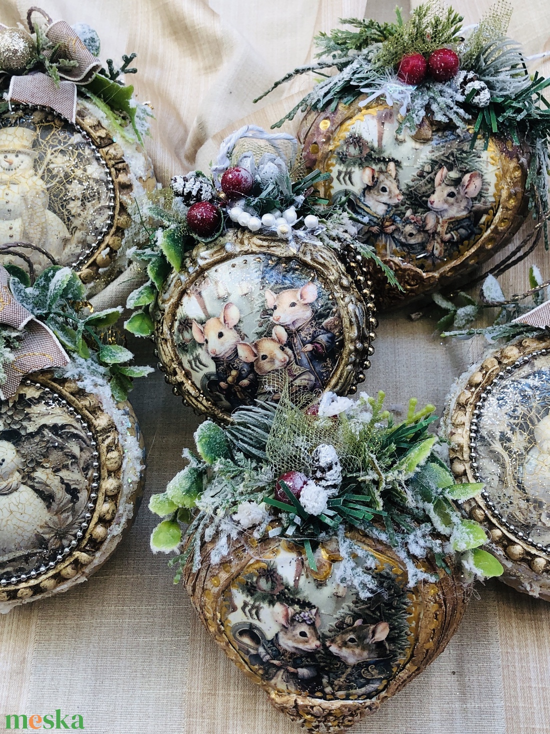 egérkés karácsonyfadísz - karácsony - karácsonyi lakásdekoráció - karácsonyfadíszek - Meska.hu