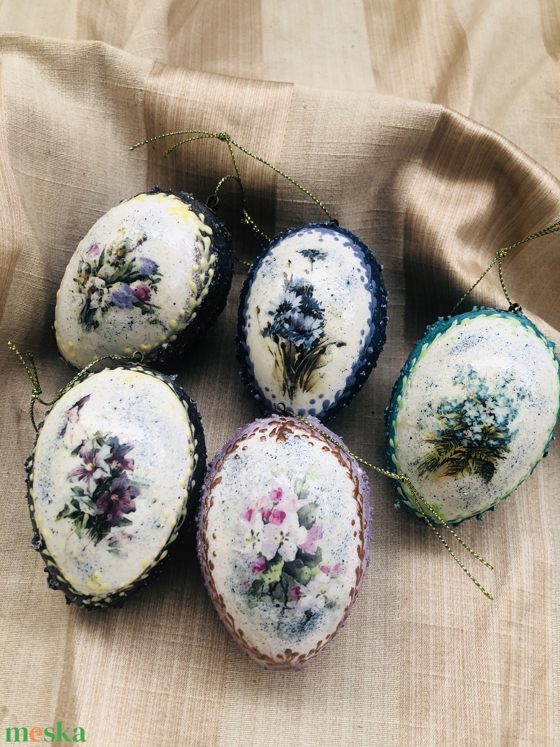 5 db-os húsvéti tojás szett - ünnepi díszek, dekorációk - húsvéti díszek és dekorációk - húsvéti tojás, hímestojás - Meska.hu