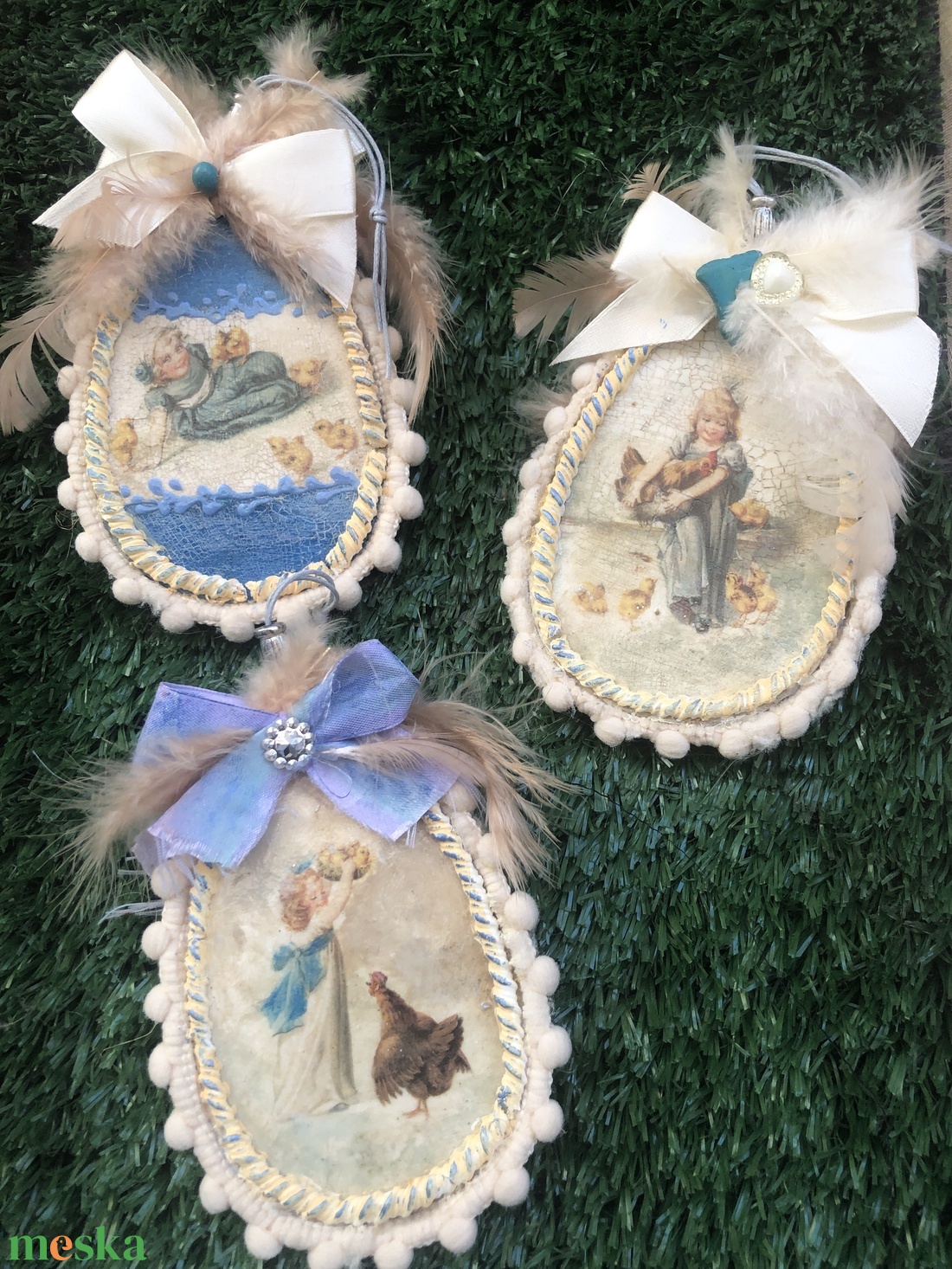 3db tavaszi tojásfadísz - ünnepi díszek, dekorációk - húsvéti díszek és dekorációk - húsvéti tojásfadíszek - Meska.hu