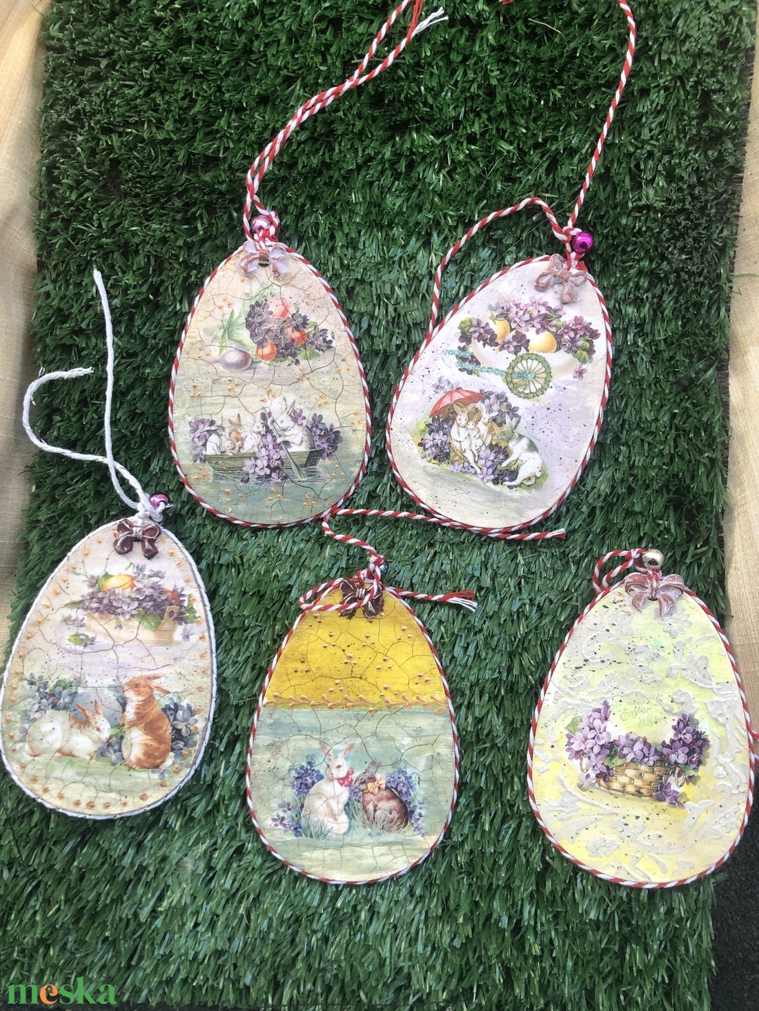 tojásfa díszek 5db  - ünnepi díszek, dekorációk - húsvéti díszek és dekorációk - húsvéti tojásfadíszek - Meska.hu