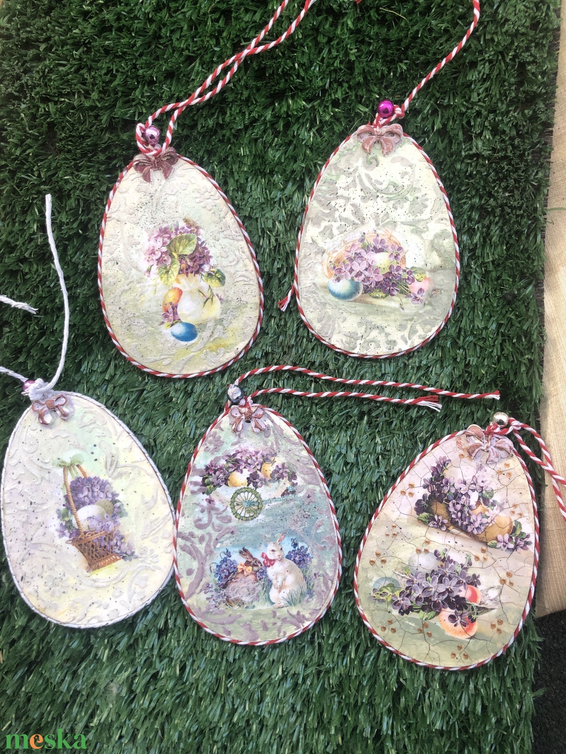 tojásfa díszek 5db  - ünnepi díszek, dekorációk - húsvéti díszek és dekorációk - húsvéti tojásfadíszek - Meska.hu