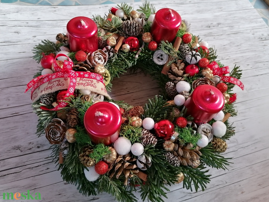 Adventi koszorú 8-as metál piros gyertyákkal - karácsony - adventi díszek - adventi koszorú - Meska.hu Adventi koszorú 8-as metál piros gyertyákkal - karácsony - adventi díszek - adventi koszorú - Meska.hu
