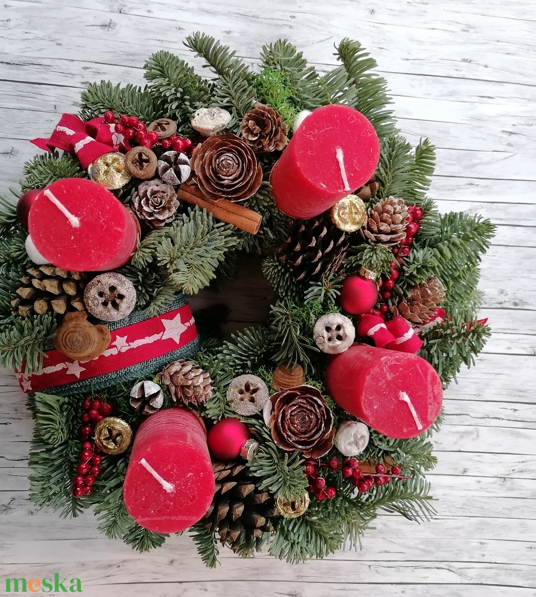 Adventi koszorú Nobilis rusztikus gyertyával - karácsony - adventi díszek - adventi koszorú - Meska.hu
