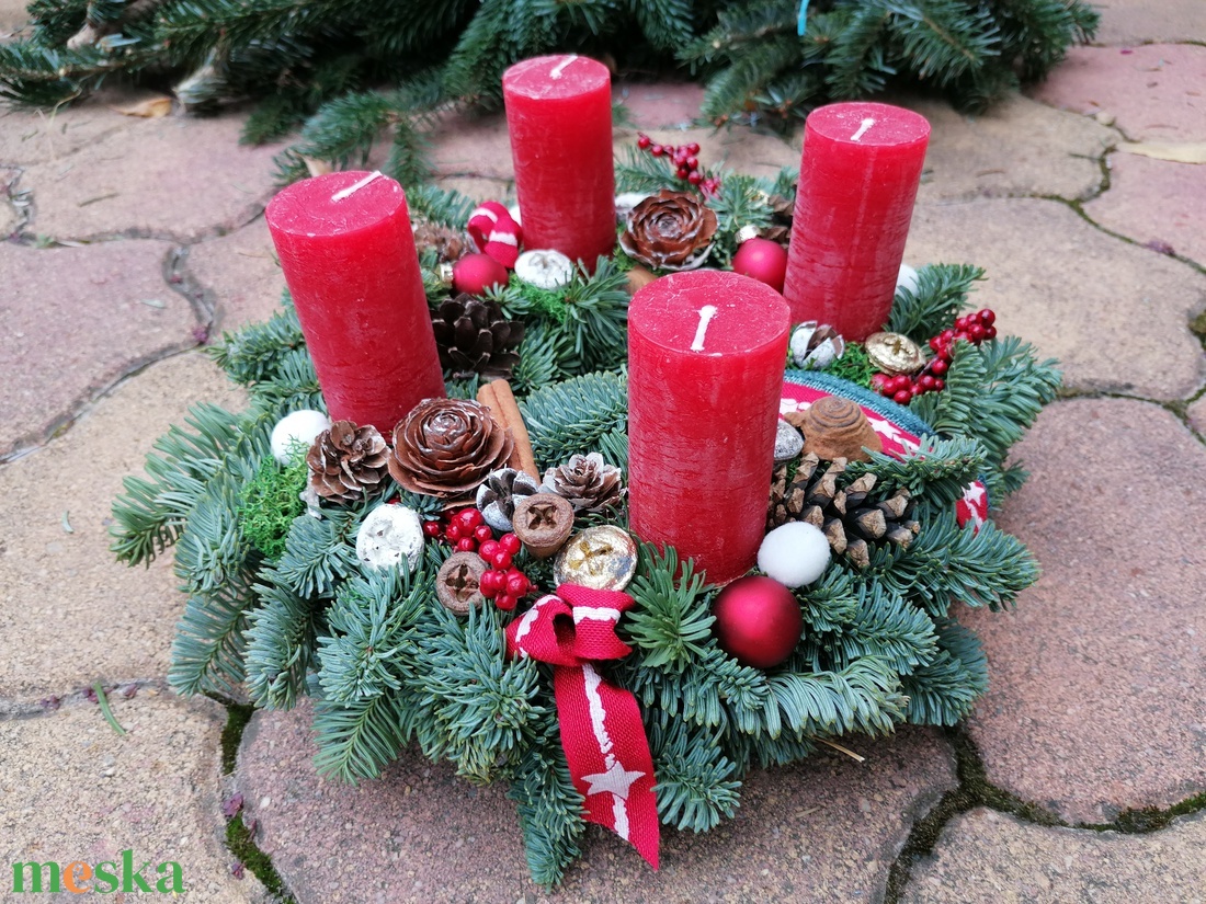 Adventi koszorú Nobilis rusztikus gyertyával - karácsony - adventi díszek - adventi koszorú - Meska.hu