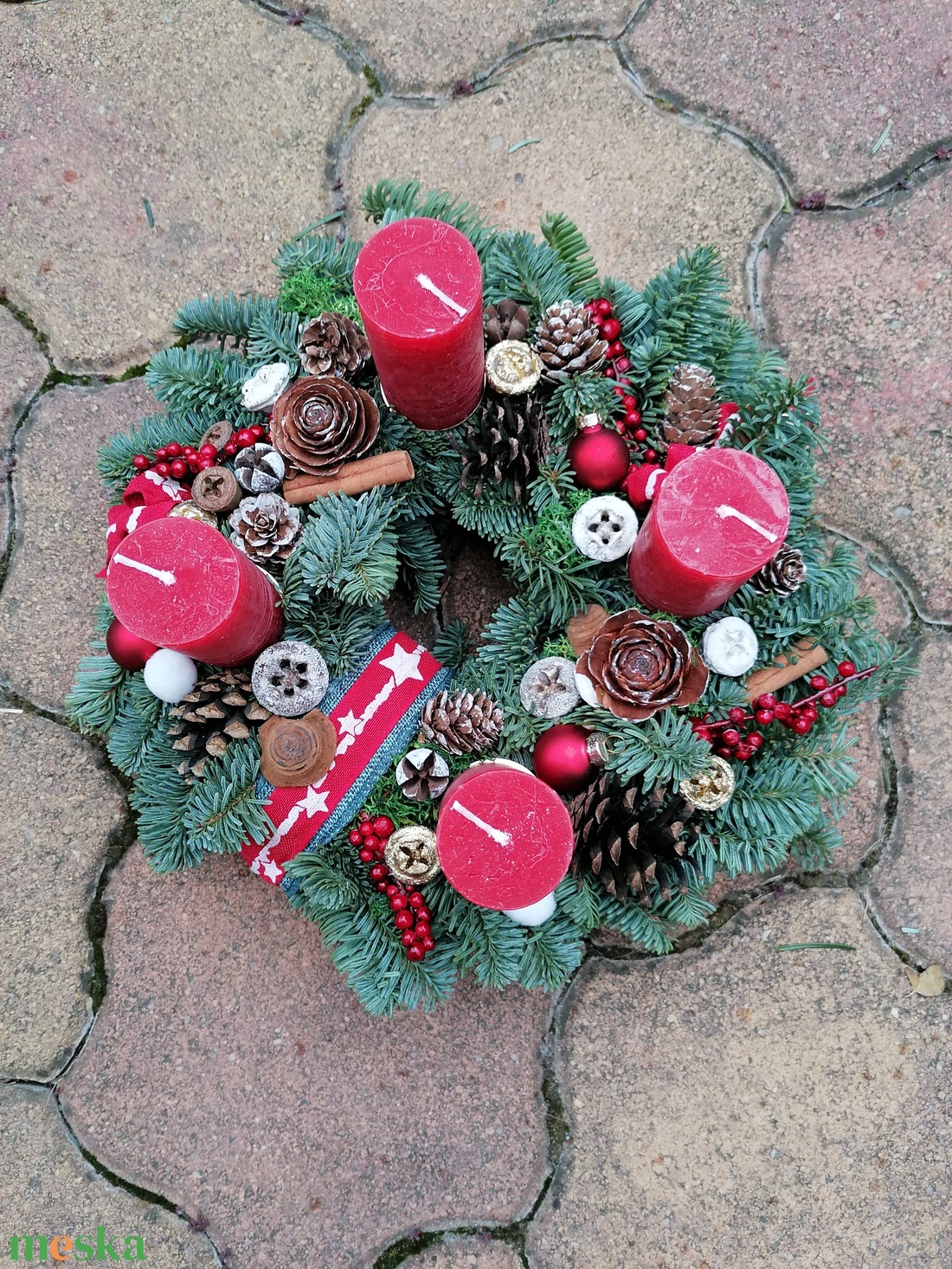 Adventi koszorú Nobilis rusztikus gyertyával - karácsony - adventi díszek - adventi koszorú - Meska.hu
