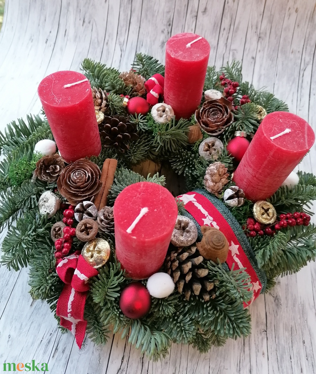 Adventi koszorú Nobilis rusztikus gyertyával - karácsony - adventi díszek - adventi koszorú - Meska.hu