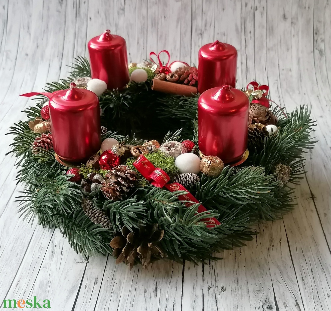 Adventi koszorú Műfenyővel - karácsony - adventi díszek - adventi koszorú - Meska.hu Adventi koszorú Műfenyővel - karácsony - adventi díszek - adventi koszorú - Meska.hu