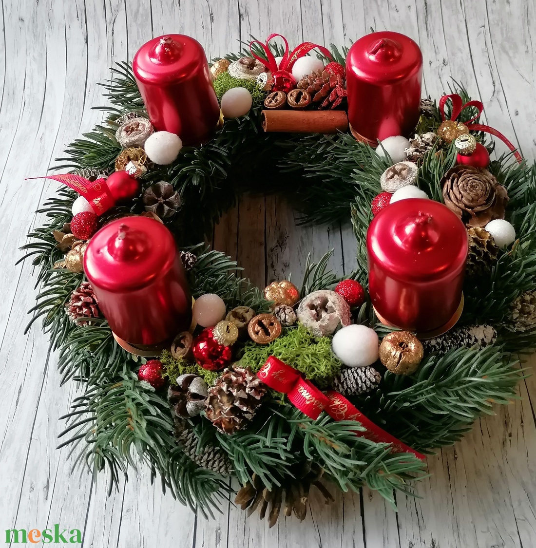 Adventi koszorú Műfenyővel - karácsony - adventi díszek - adventi koszorú - Meska.hu Adventi koszorú Műfenyővel - karácsony - adventi díszek - adventi koszorú - Meska.hu