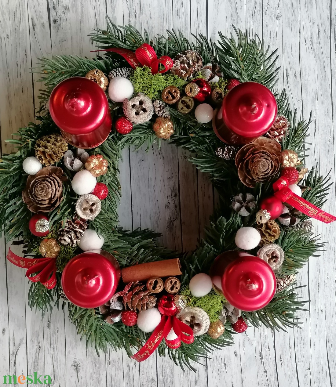 Adventi koszorú Műfenyővel - karácsony - adventi díszek - adventi koszorú - Meska.hu Adventi koszorú Műfenyővel - karácsony - adventi díszek - adventi koszorú - Meska.hu