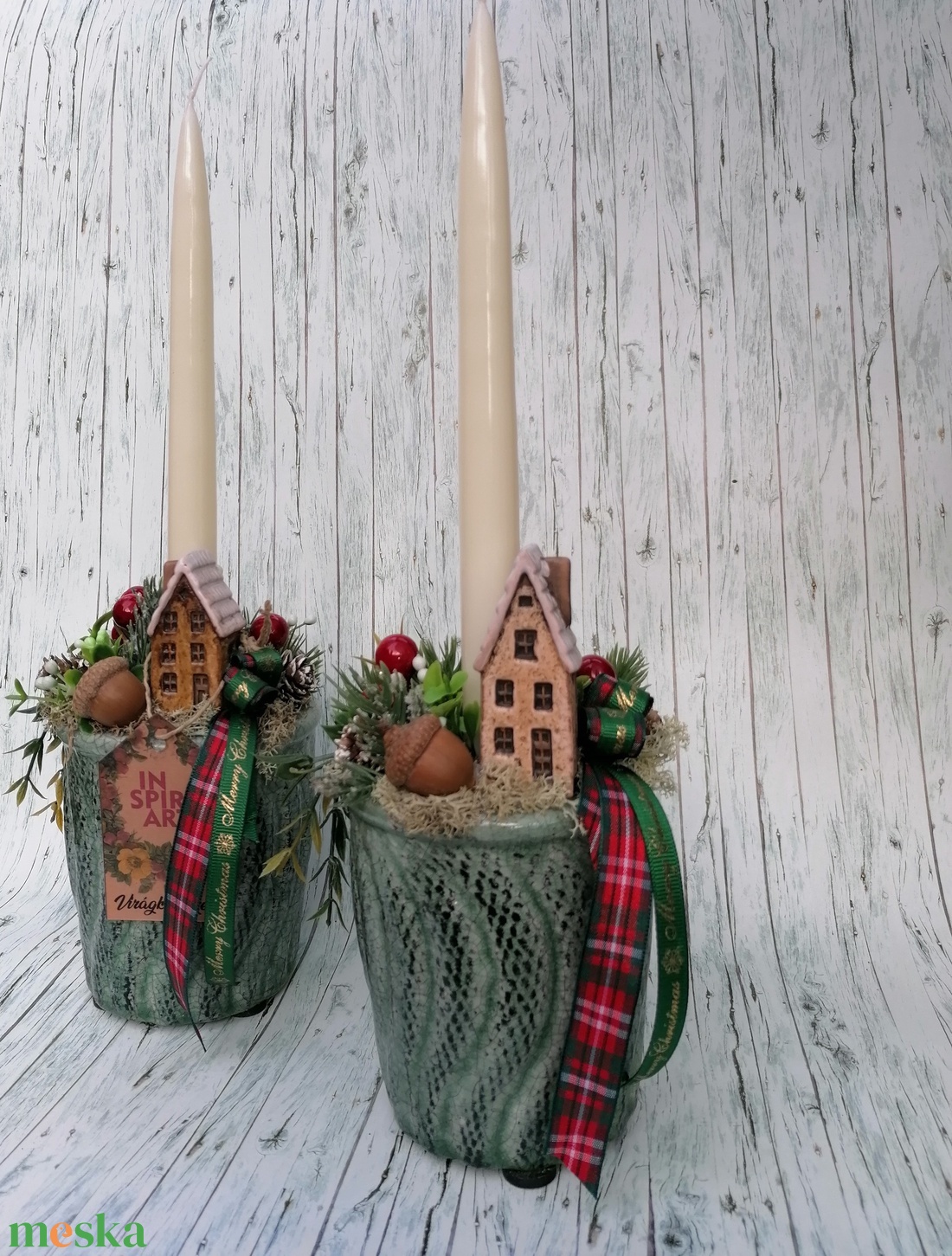 Karácsonyi asztaldísz kaspóban - karácsony - adventi díszek - adventi asztaldísz - Meska.hu