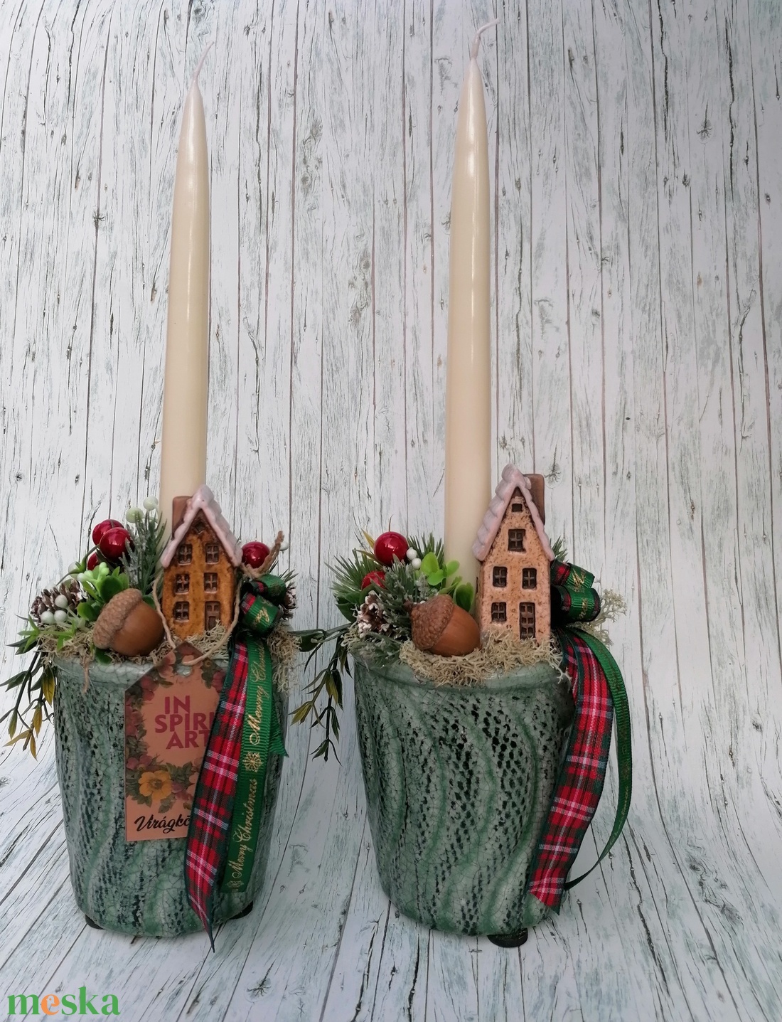 Karácsonyi asztaldísz kaspóban - karácsony - adventi díszek - adventi asztaldísz - Meska.hu