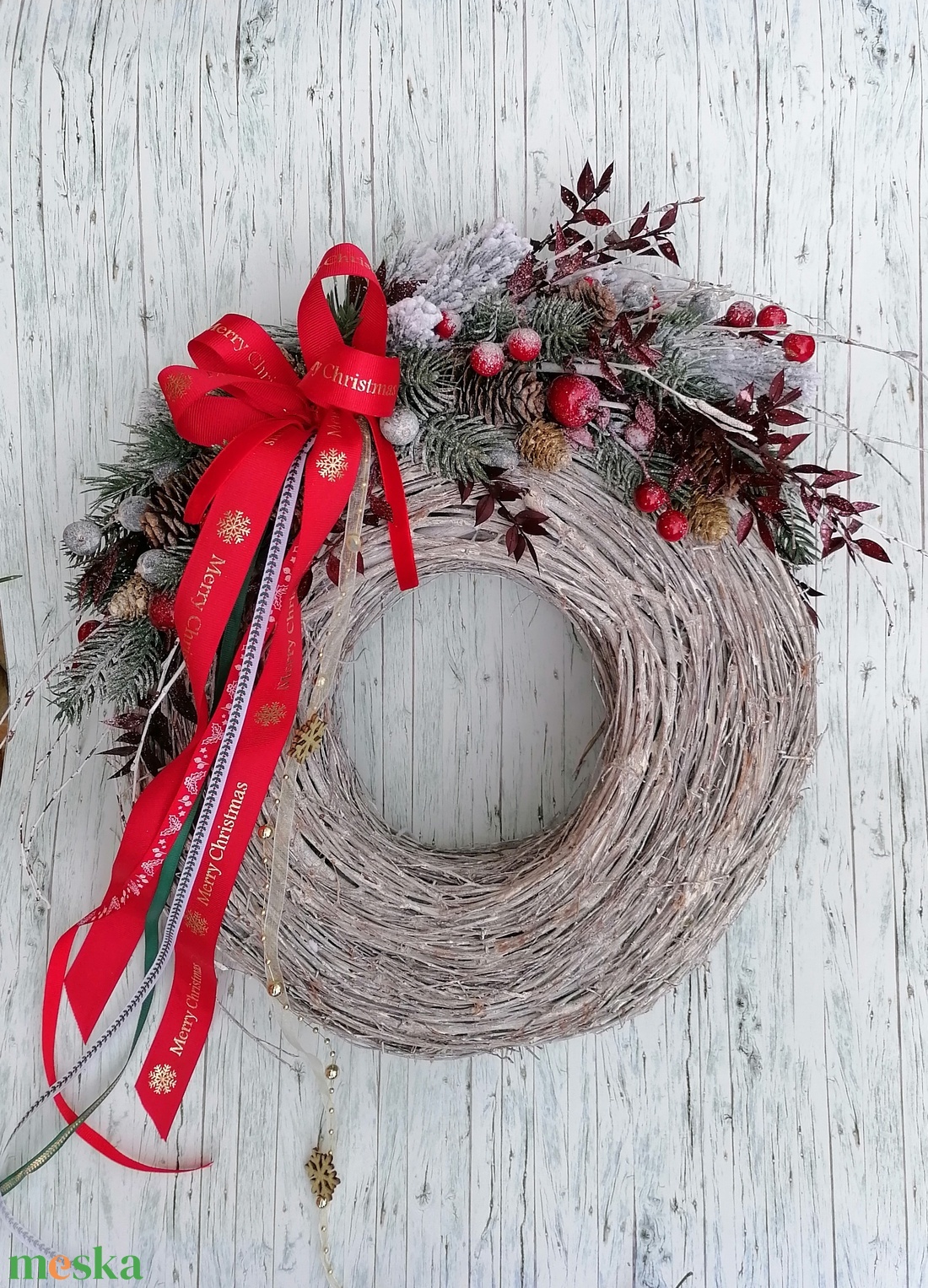 Deres Karácsony Nagy méretű koszorú 40x45 cm - karácsony - adventi díszek - adventi gyertyadíszek és koszorúdíszek - Meska.hu
