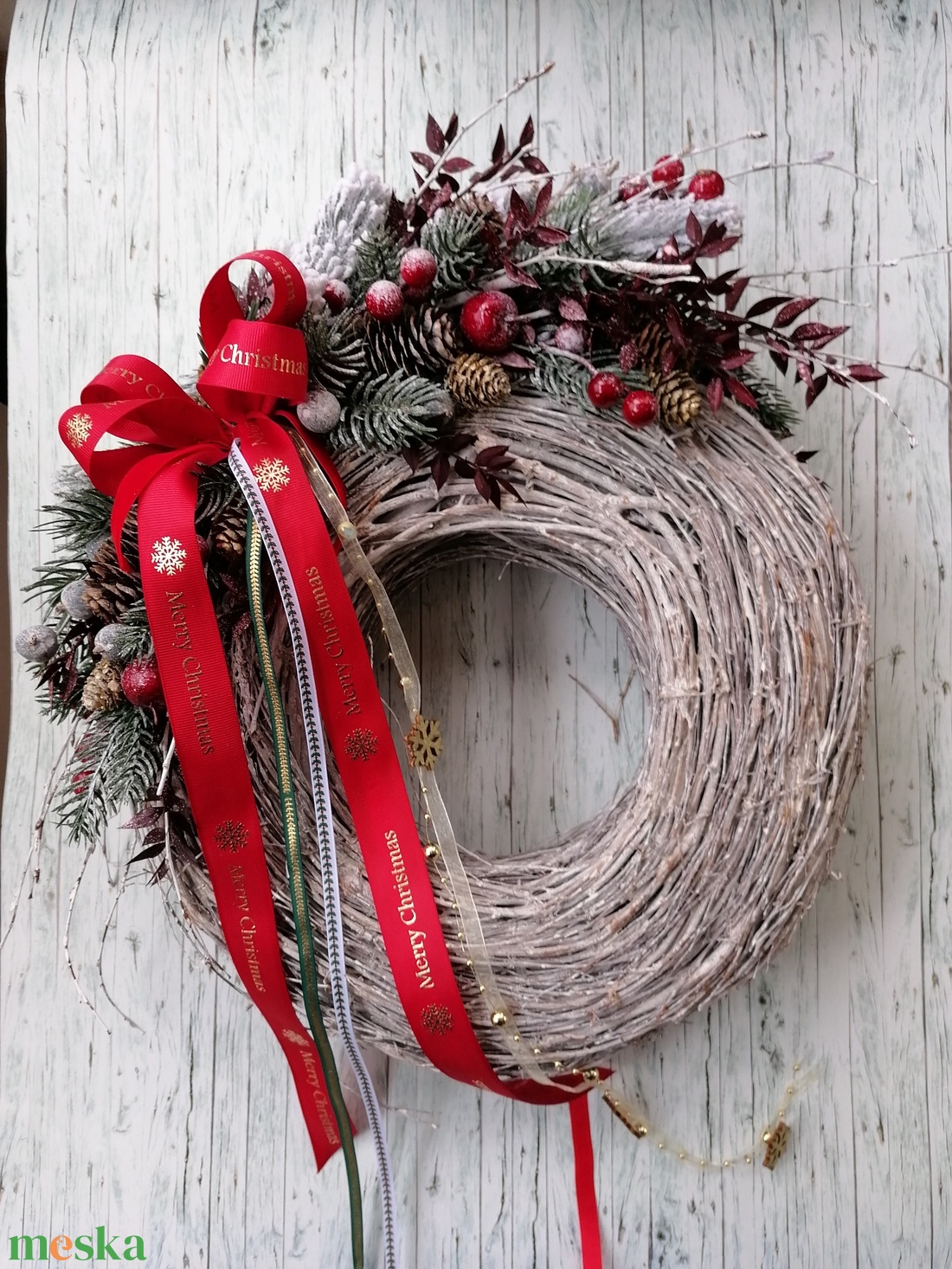 Deres Karácsony Nagy méretű koszorú 40x45 cm - karácsony - adventi díszek - adventi gyertyadíszek és koszorúdíszek - Meska.hu