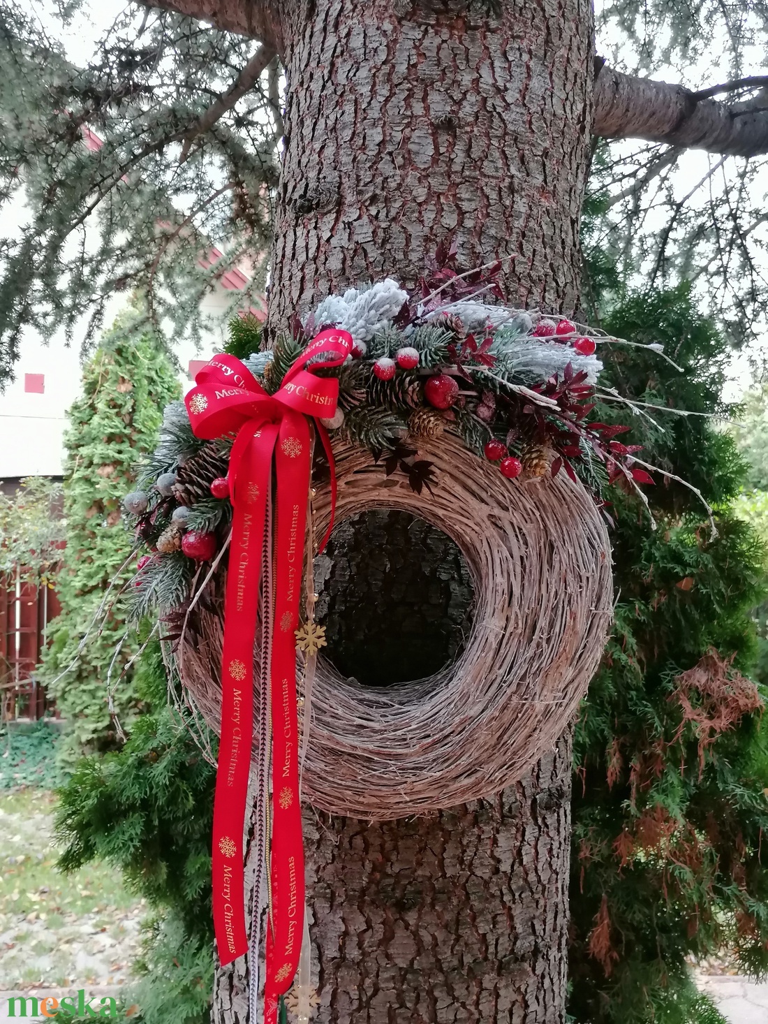 Deres Karácsony Nagy méretű koszorú 40x45 cm - karácsony - adventi díszek - adventi gyertyadíszek és koszorúdíszek - Meska.hu