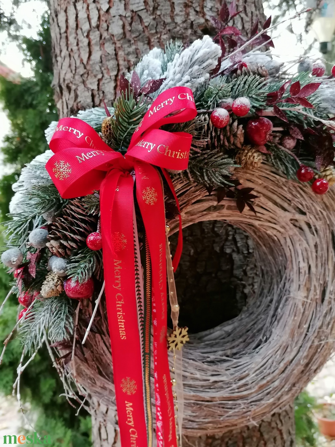 Deres Karácsony Nagy méretű koszorú 40x45 cm - karácsony - adventi díszek - adventi gyertyadíszek és koszorúdíszek - Meska.hu