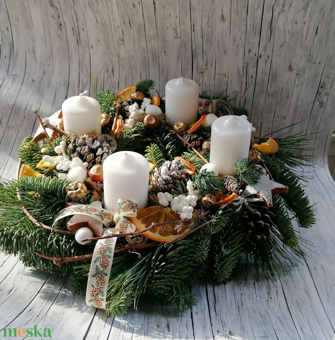 ADVENTI KOSZORÚ Nobilis Narancs  - karácsony - adventi díszek - adventi koszorú - Meska.hu