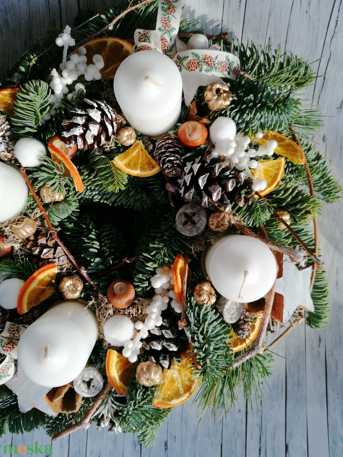 ADVENTI KOSZORÚ Nobilis Narancs  - karácsony - adventi díszek - adventi koszorú - Meska.hu