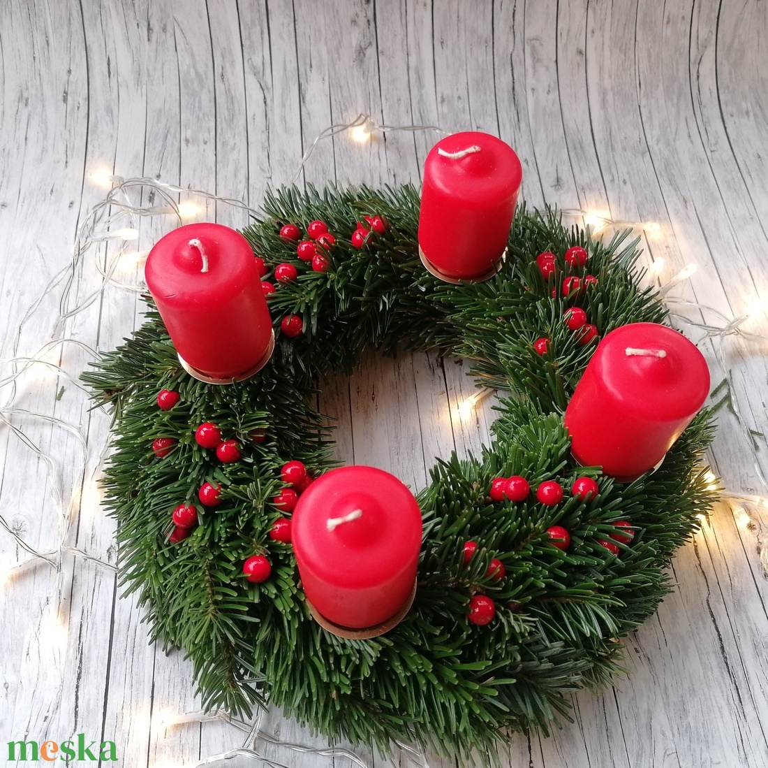 Kiscukiadventi koszorú - karácsony - adventi díszek - adventi koszorú - Meska.hu