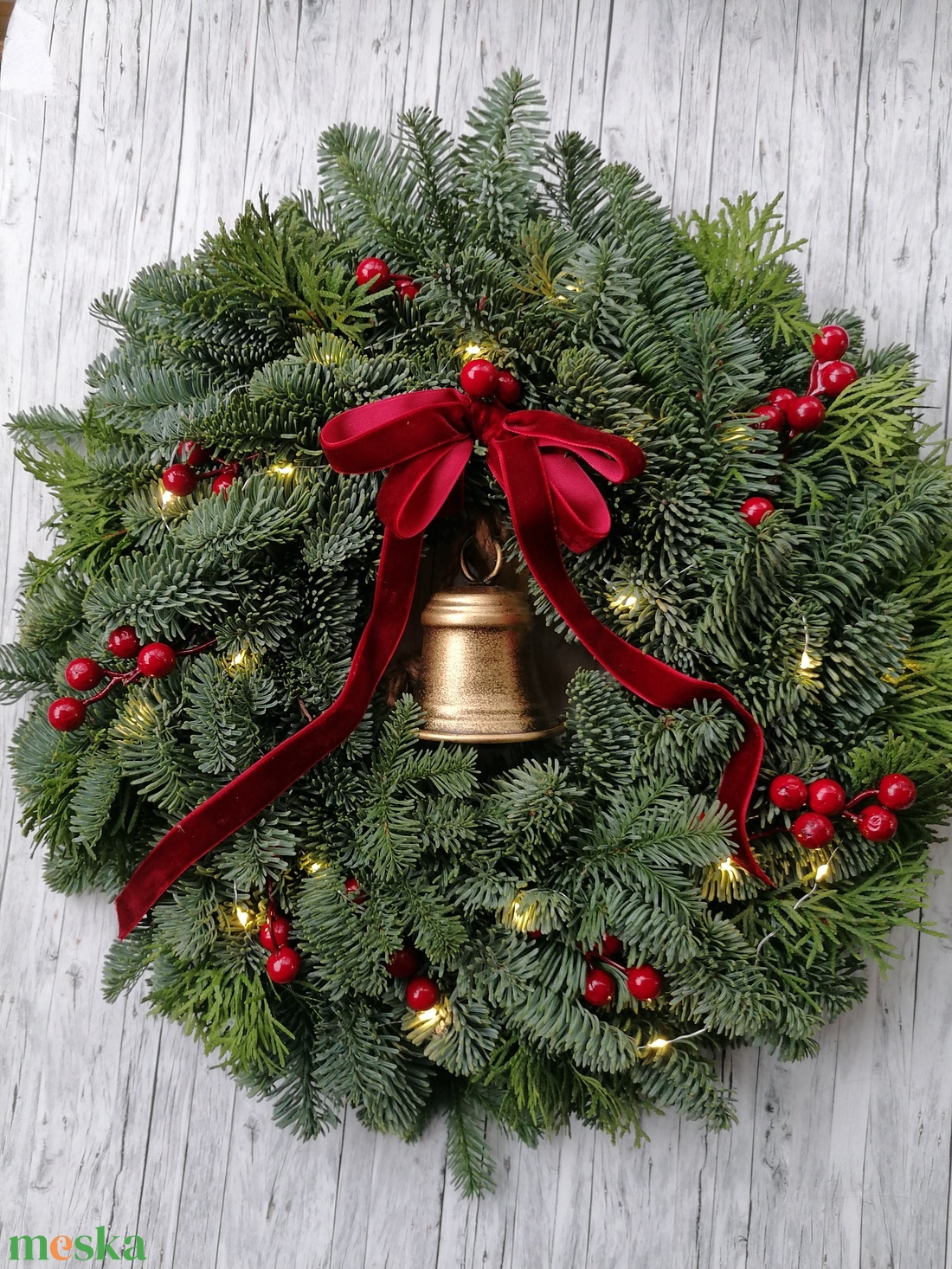 Nobilis karácsonyi téli kopogtató koszorú  - karácsony - adventi díszek - adventi koszorú - Meska.hu