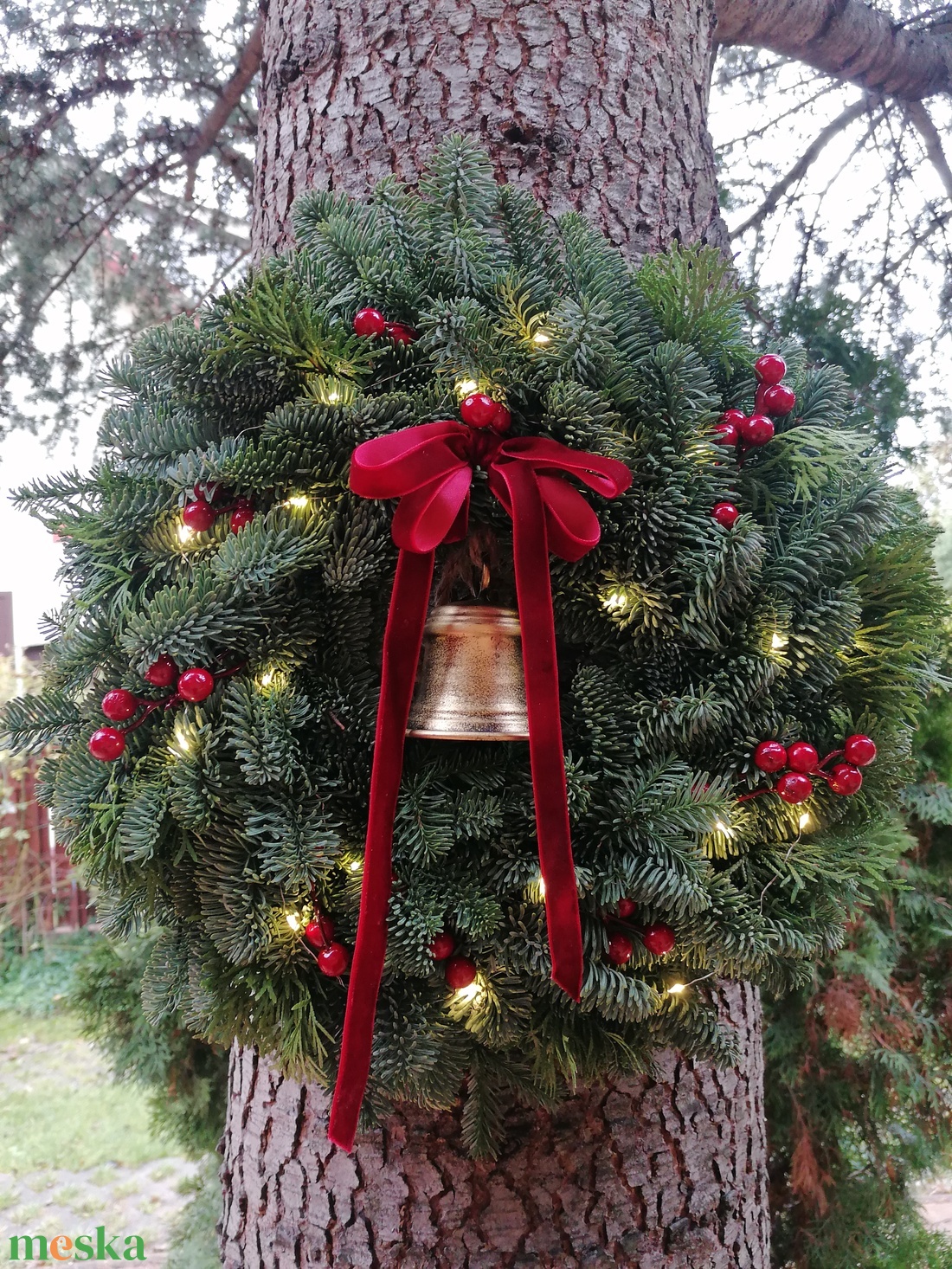 Nobilis karácsonyi téli kopogtató koszorú  - karácsony - adventi díszek - adventi koszorú - Meska.hu
