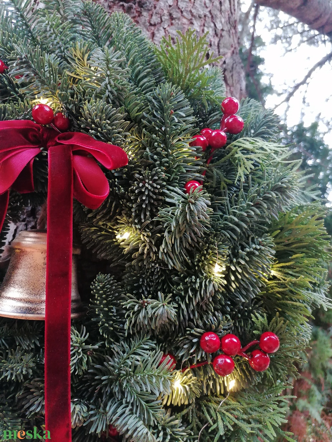 Nobilis karácsonyi téli kopogtató koszorú  - karácsony - adventi díszek - adventi koszorú - Meska.hu