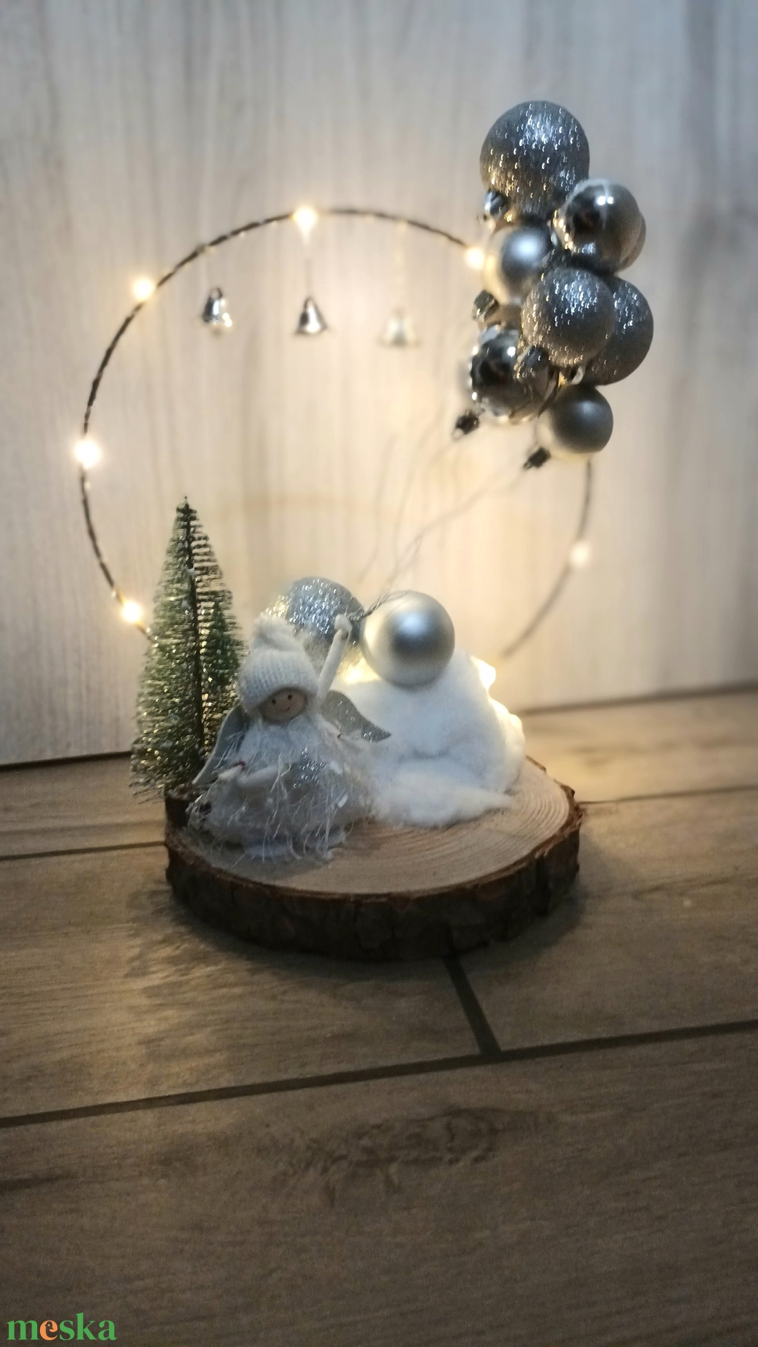 Angyalkás ezüst-fehér lakásdekoráció - karácsony - adventi díszek - adventi asztaldísz - Meska.hu