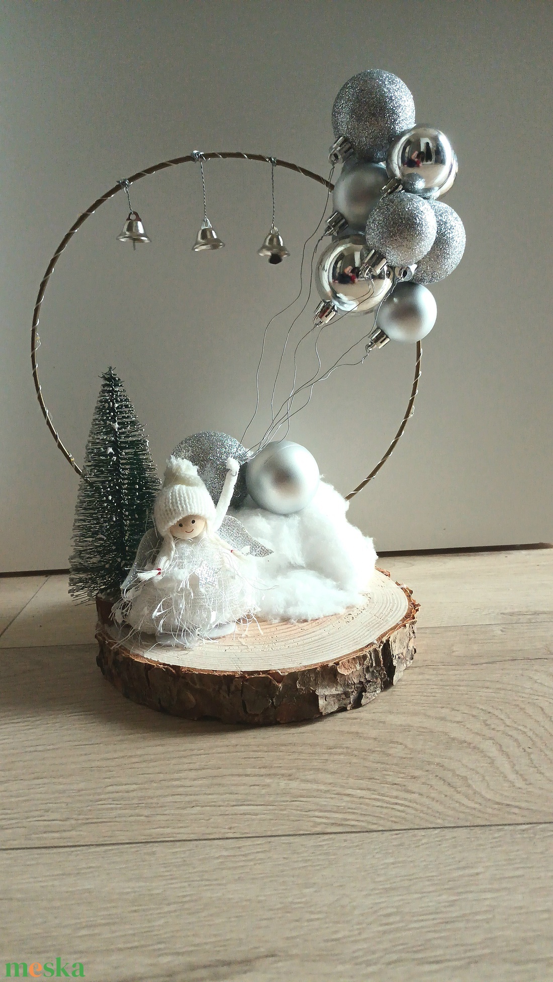 Angyalkás ezüst-fehér lakásdekoráció - karácsony - adventi díszek - adventi asztaldísz - Meska.hu