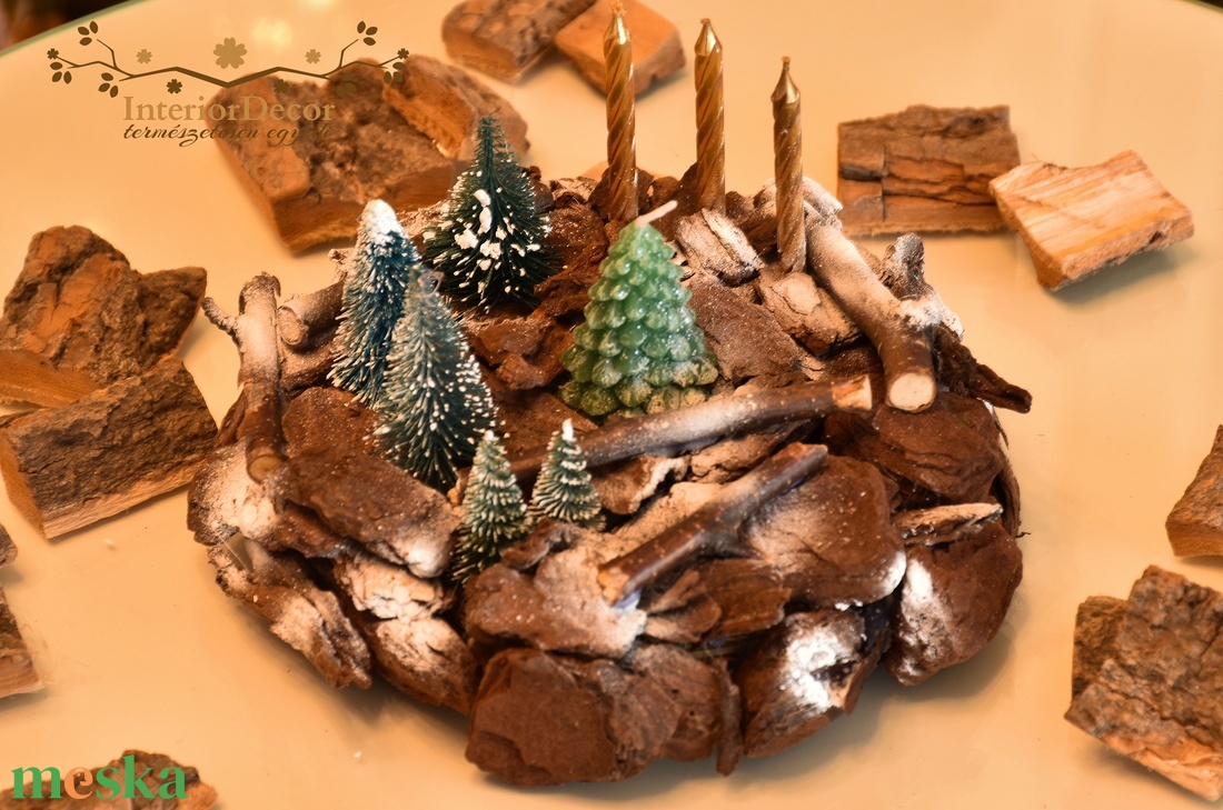 Mini fenyőkéreg adventi koszorú - karácsony - adventi díszek - adventi koszorú - Meska.hu