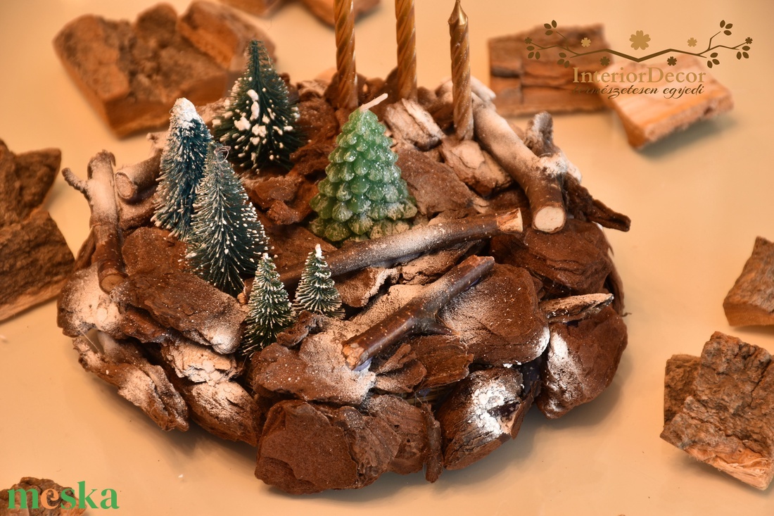 Mini fenyőkéreg adventi koszorú - karácsony - adventi díszek - adventi koszorú - Meska.hu