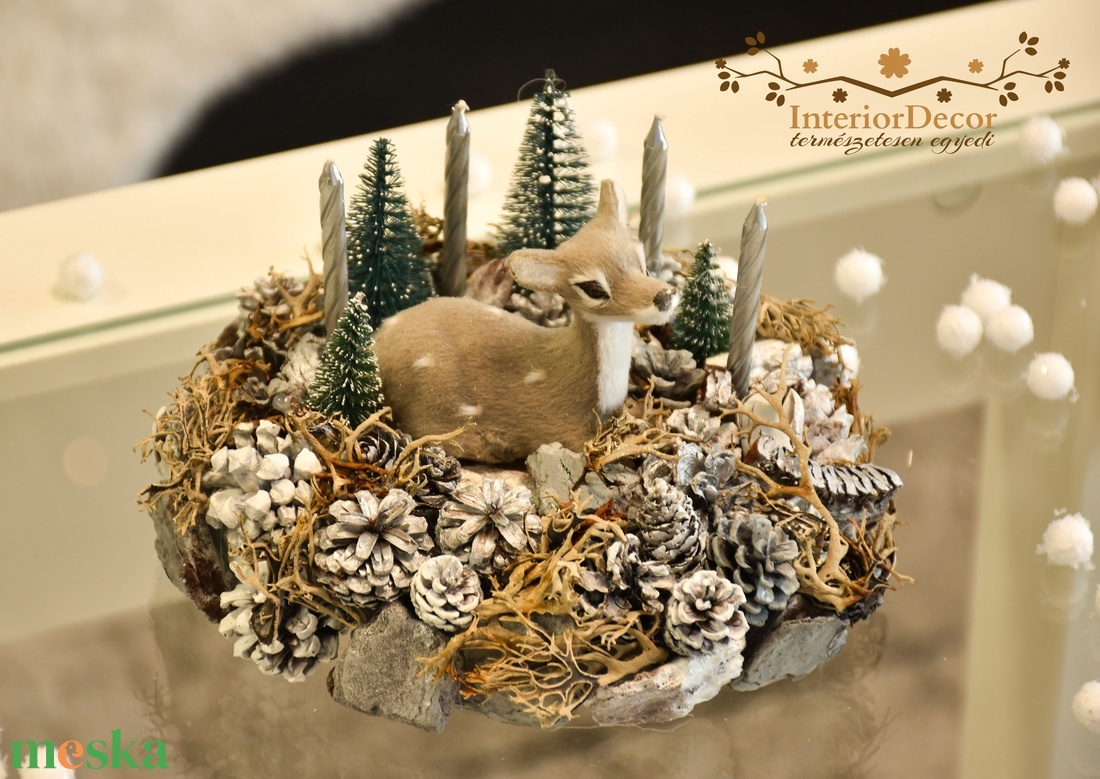 Szarvasos mini adventi koszorú - karácsony - adventi díszek - adventi koszorú - Meska.hu