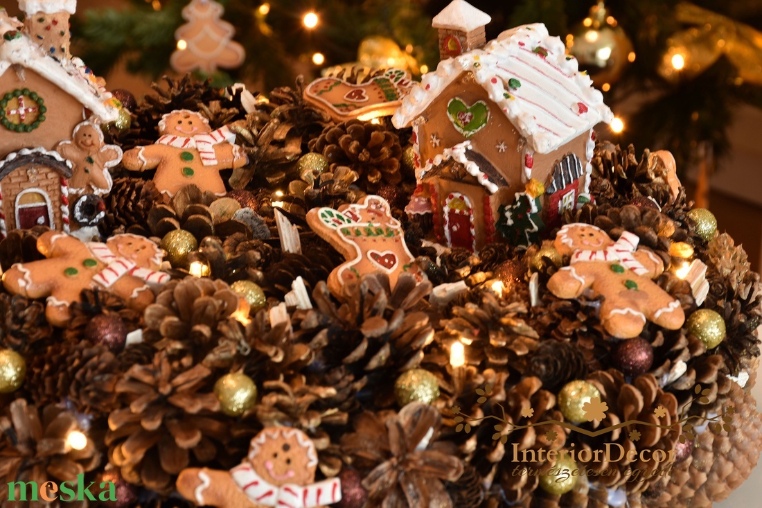 Óriás illatos mézeskalács koszorú világítással - karácsony - adventi díszek - adventi asztaldísz - Meska.hu