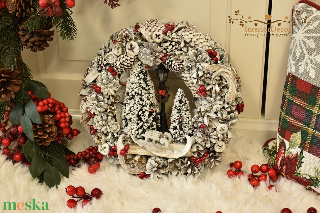 Téli életkép kopogtató - karácsony - adventi díszek - adventi ajtódísz - Meska.hu