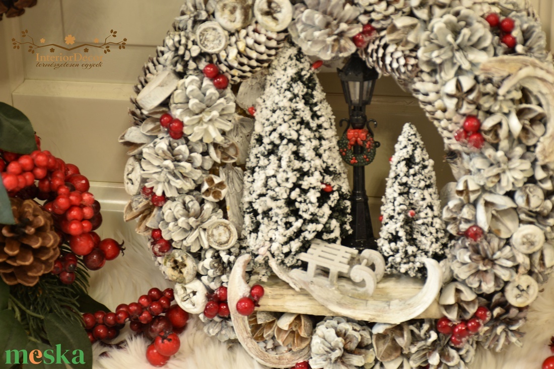 Téli életkép kopogtató - karácsony - adventi díszek - adventi ajtódísz - Meska.hu