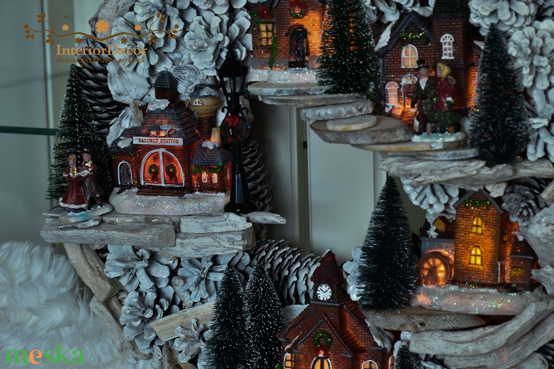 HATALMAS Világító téli város kopogtató - karácsony - adventi díszek - adventi ajtódísz - Meska.hu