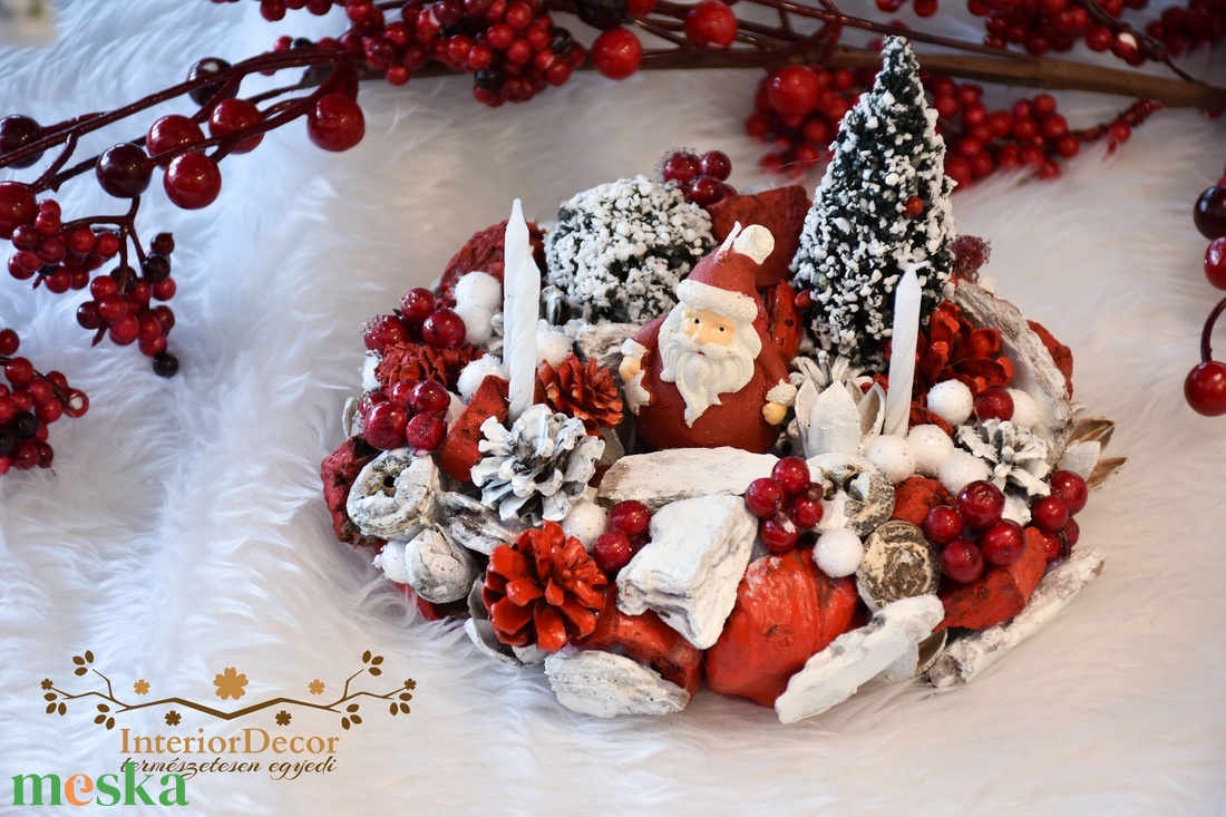 Mini télapós adventi koszorú - karácsony - adventi díszek - adventi koszorú - Meska.hu