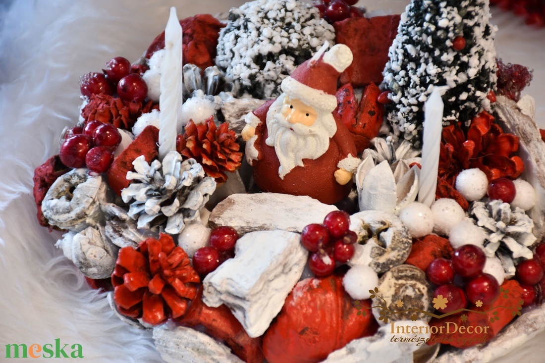 Mini télapós adventi koszorú - karácsony - adventi díszek - adventi koszorú - Meska.hu